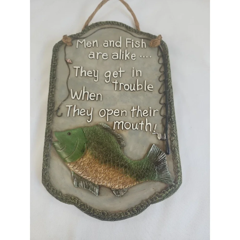 Ceramic Plaque Wall Decor‎ Men Fishing Camping Fishing Rods Funny Quotes